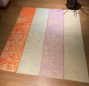 艺英轩新品仿清代山水花卉条屏蜡染粉蜡笺纸半生半熟书法创作专用