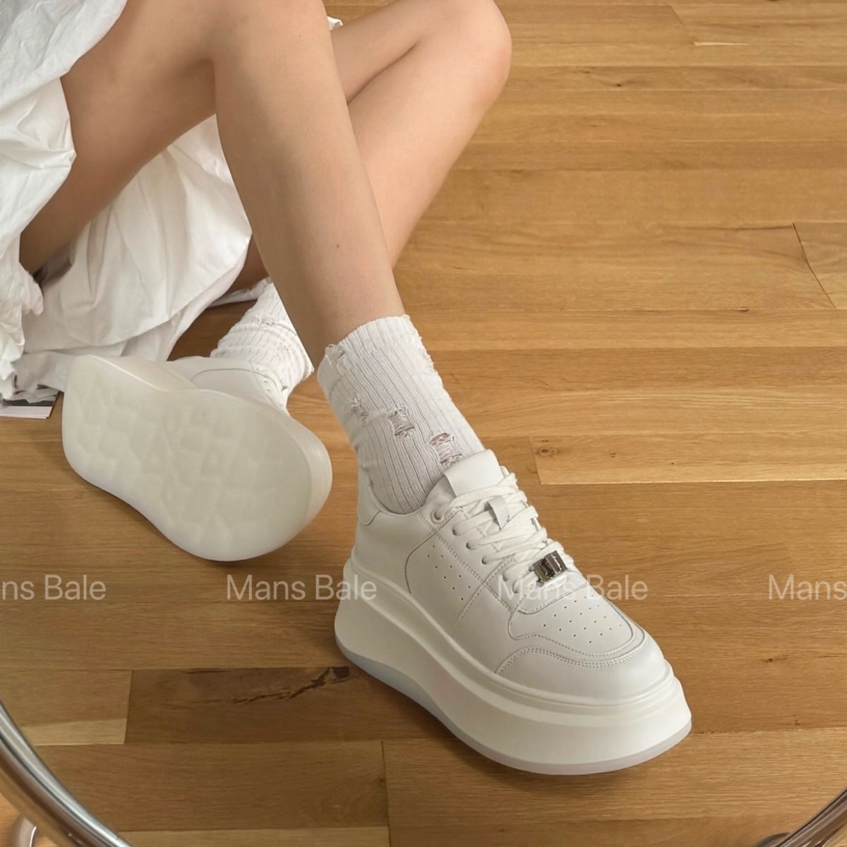 真皮松糕厚底小白鞋女2025秋季新款百搭增高运动休闲鞋网红板鞋子