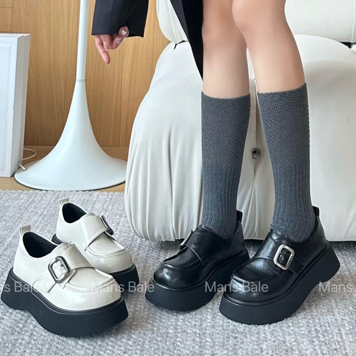 皮带扣乐福鞋女2025秋季新款百搭英伦风松糕厚底单鞋玛丽珍小皮鞋
