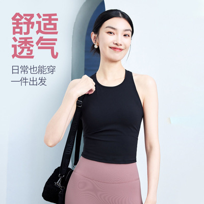 凡圣瑜伽背心带胸垫吸汗透气运动跑步健身背心女紧身瑜伽服FA211
