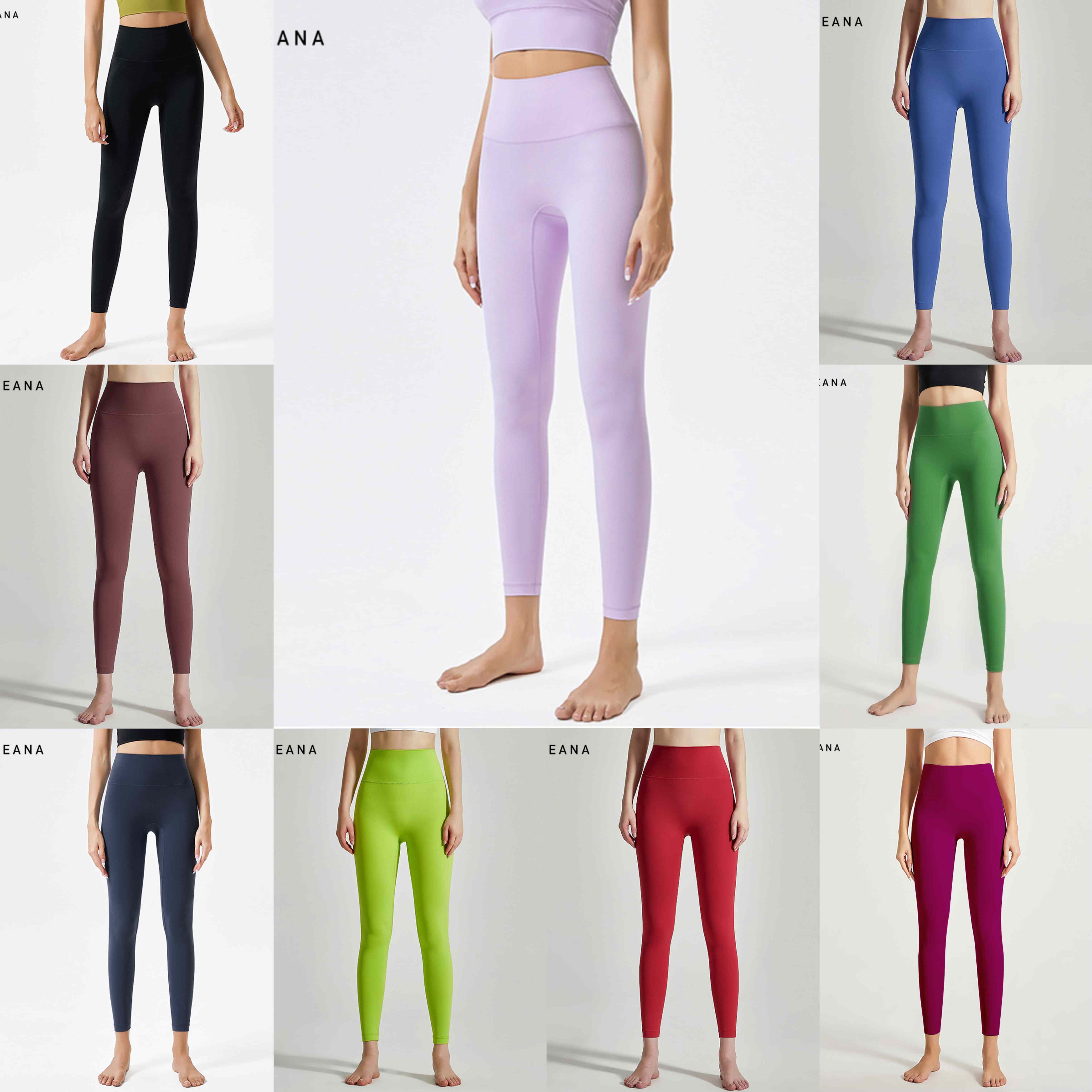 LEANA丽娜新款带口袋裸感瑜伽裤外穿紧身高腰提臀运动健身裤1219