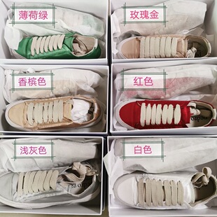 ins西班牙小众 真丝绸缎网红板鞋 平底软底小白鞋 踩在云上
