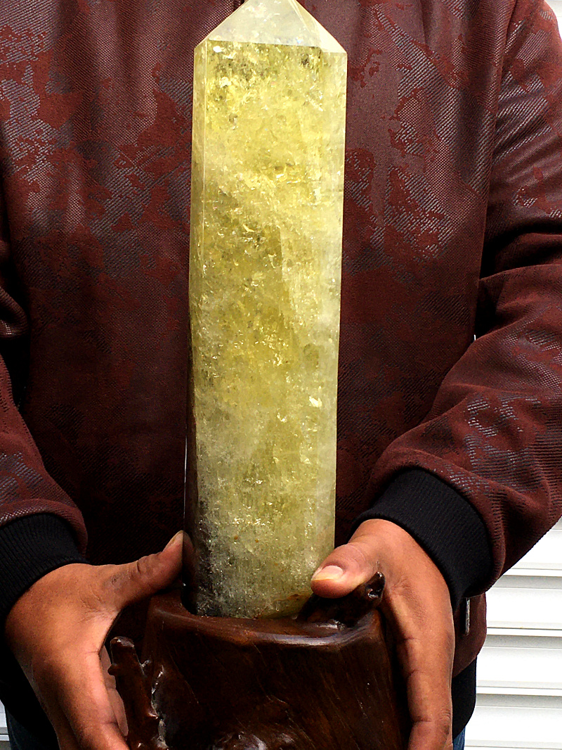 4200g  天然彩虹黄水晶柱摆件 家居办公装饰