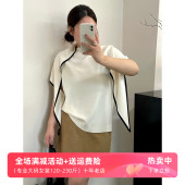 2026春胖mm百搭针织衫 大码 套头衫 半高领披肩上衣女短袖 纯色潮 女装