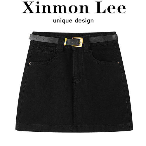 XinmonLee复古辣妹气质显瘦夏季新款牛仔半身裙女高腰包臀A字裙