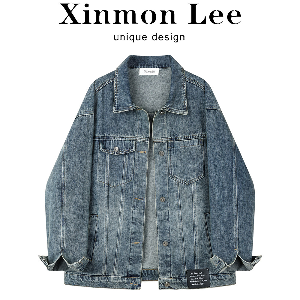 XinmonLee设计感韩版百搭港风牛仔外套春秋宽松显瘦复古夹克上衣