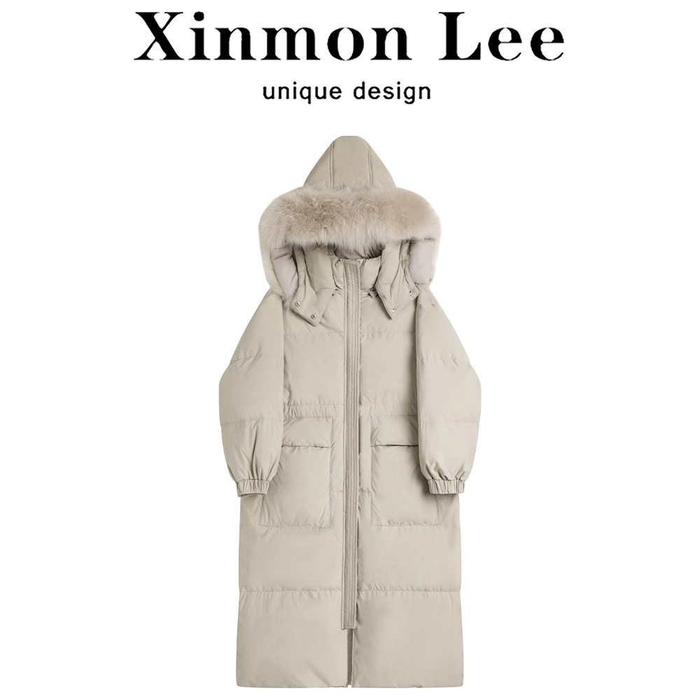 XinmonLee高级感超好看羽绒服连帽外套冬季女慵懒风宽松长款大衣