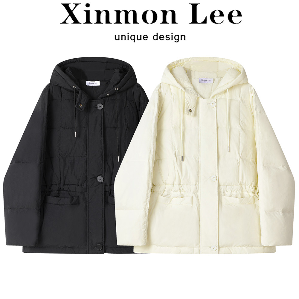 XinmonLee韩系纯色简约连帽超好看羽绒服外套冬季百搭减龄面包服