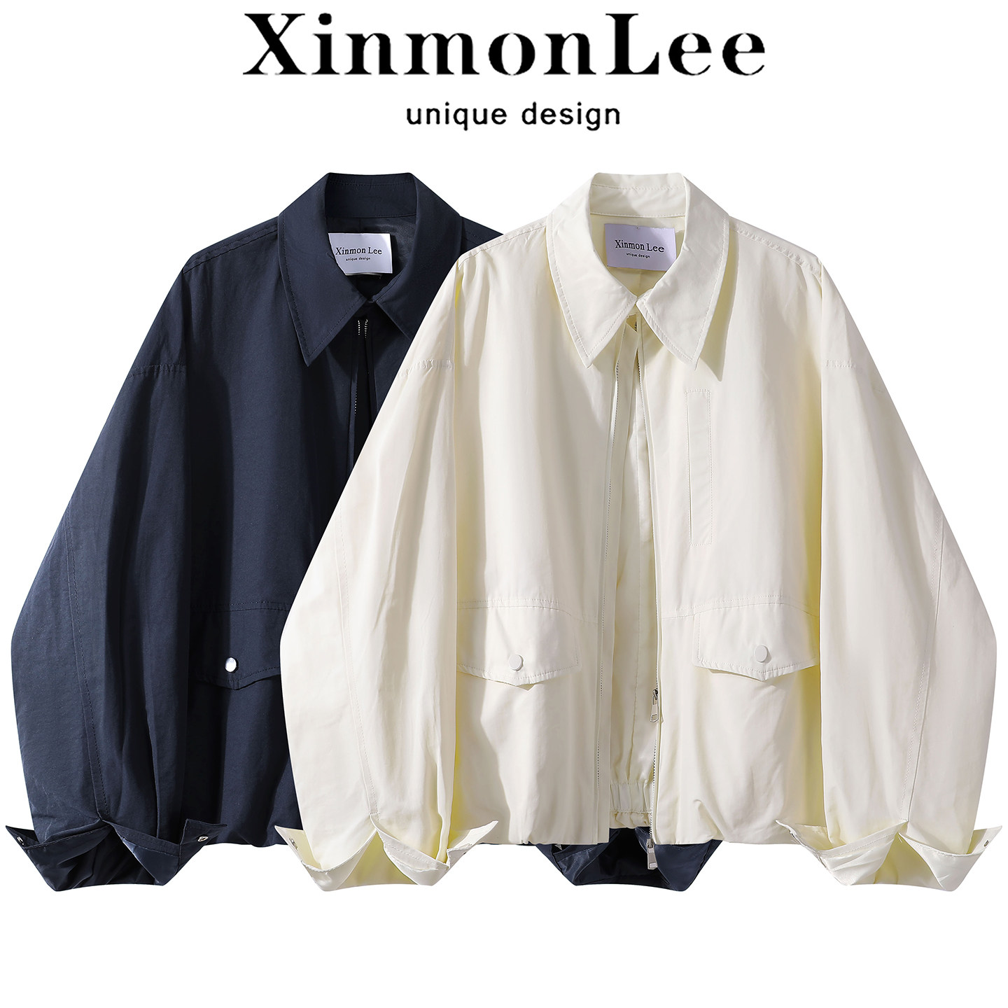 XinmonLee25年秋高级感气质翻领短款风衣外套宽松显瘦韩系夹克女