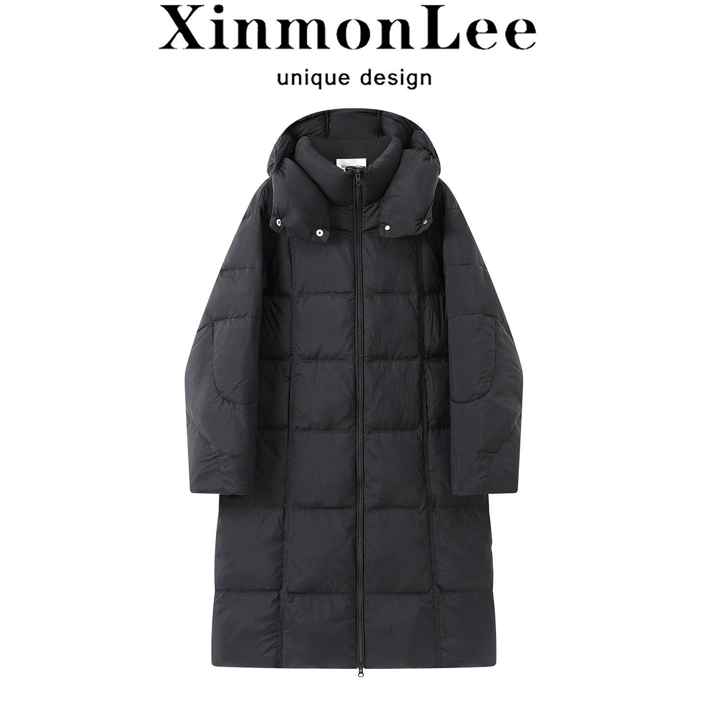 XinmonLee中长款保暖立领连帽羽绒服韩版复古冬季新款泡芙外套