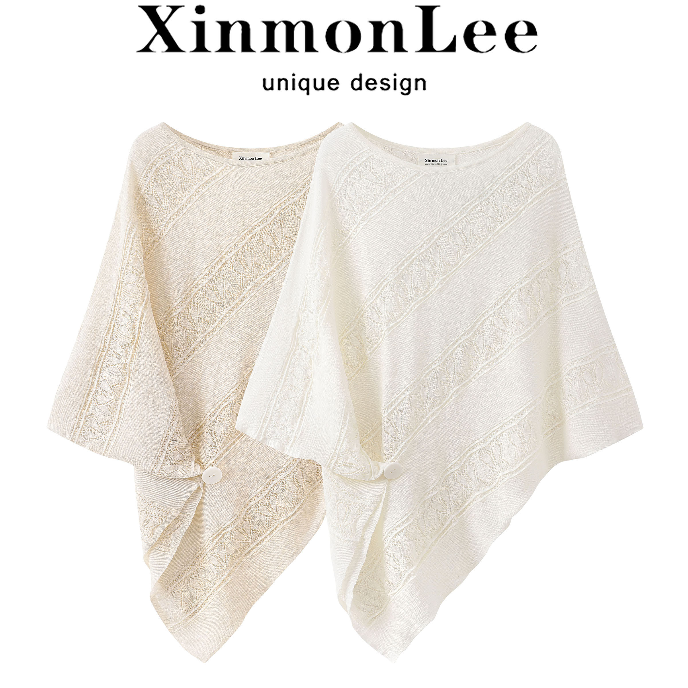 XinmonLee韩式落肩袖针织衫女夏季温柔风斗篷披肩蝙蝠袖亲肤上衣