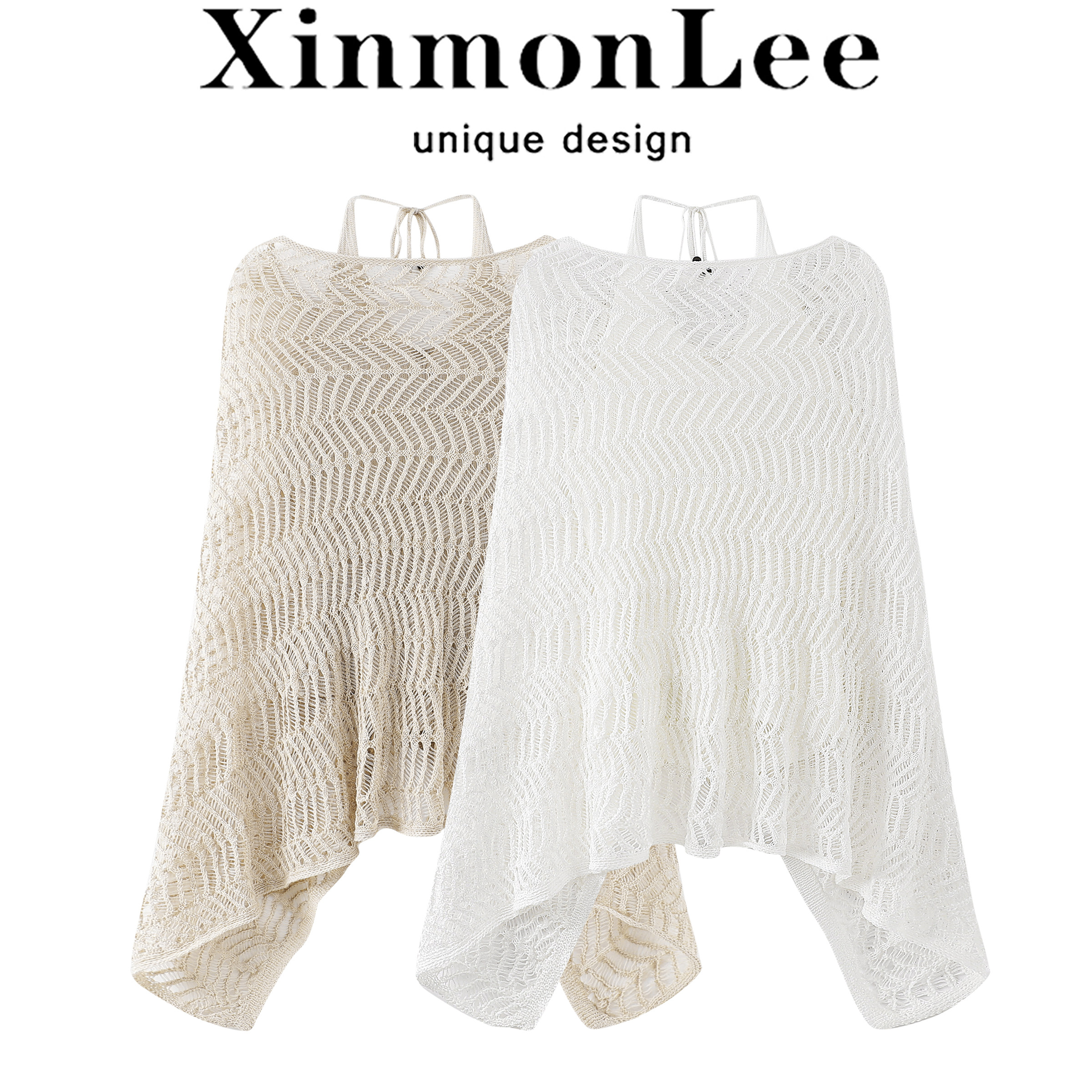 XinmonLee度假风镂空钩织罩衫吊带夏季垂感针织披肩两件套高级感