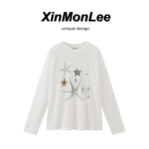 XinmonLee轻薄防晒罩衫长袖印花T恤设计感亲肤透气宽松显瘦上衣夏