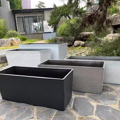 长方形花箱塑料花盆道路隔断花槽户外庭院种植箱阳台造景花池组合