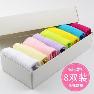 可爱舒适糖果纯色船袜全棉女子袜纯棉短袜子本命年红色袜子女