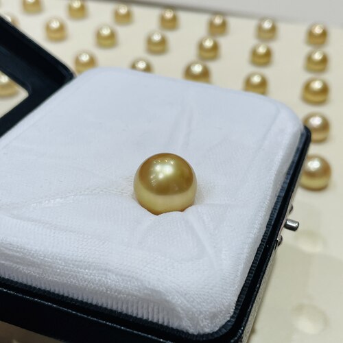 天然南洋金珠裸珠12-13MM正圆