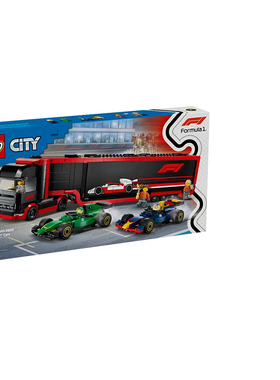 LEGO乐高60445F1卡车与红牛RB20和阿斯顿马丁AMR24F1赛车男孩玩具