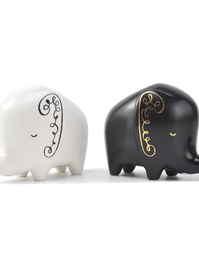 cershar出口小象黑象摆件陶瓷