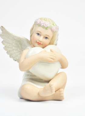 Cershar lenox甜蜜的情人节可爱创意小天使陶瓷装饰摆件节日礼物