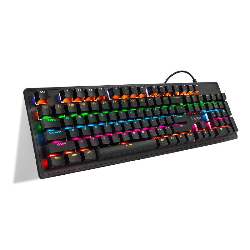 BAJEAL B104真机械键盘混光电竞网吧游戏USB有线键盘青轴红轴茶轴