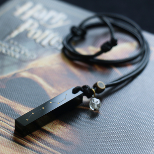 原创天然黑曜石白水晶吊坠转运珠补金水饰品北斗七星复古项链男款