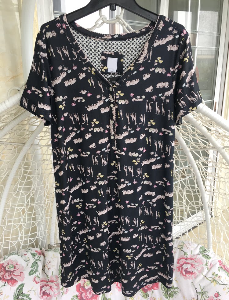 思琪女装 美式风格40美刀 炒舒适的弹力印花家居睡裙