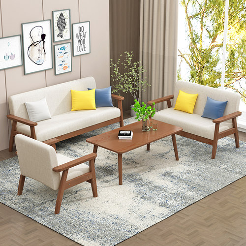 简易沙发小户型客厅简约现代出租房实木布艺办公室公寓经济小沙发 - 封面