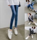 显瘦潮裤 仿牛仔外穿女裤 修身 女外穿夏秋季 子磨毛牛奶丝 弹力打底裤