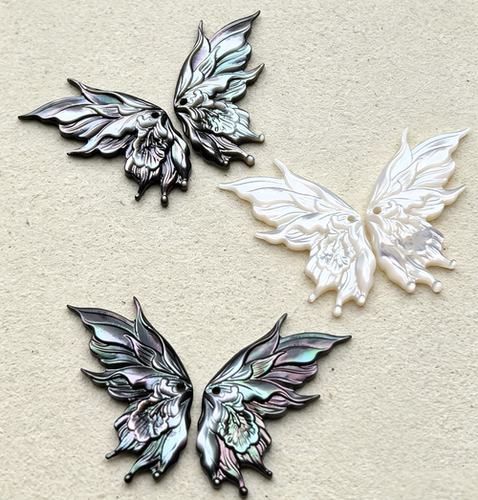 深海蝶贝22*32mm白蝶贝半蝴蝶翅膀13*25mm纸鸢花DIY贝壳饰品配件