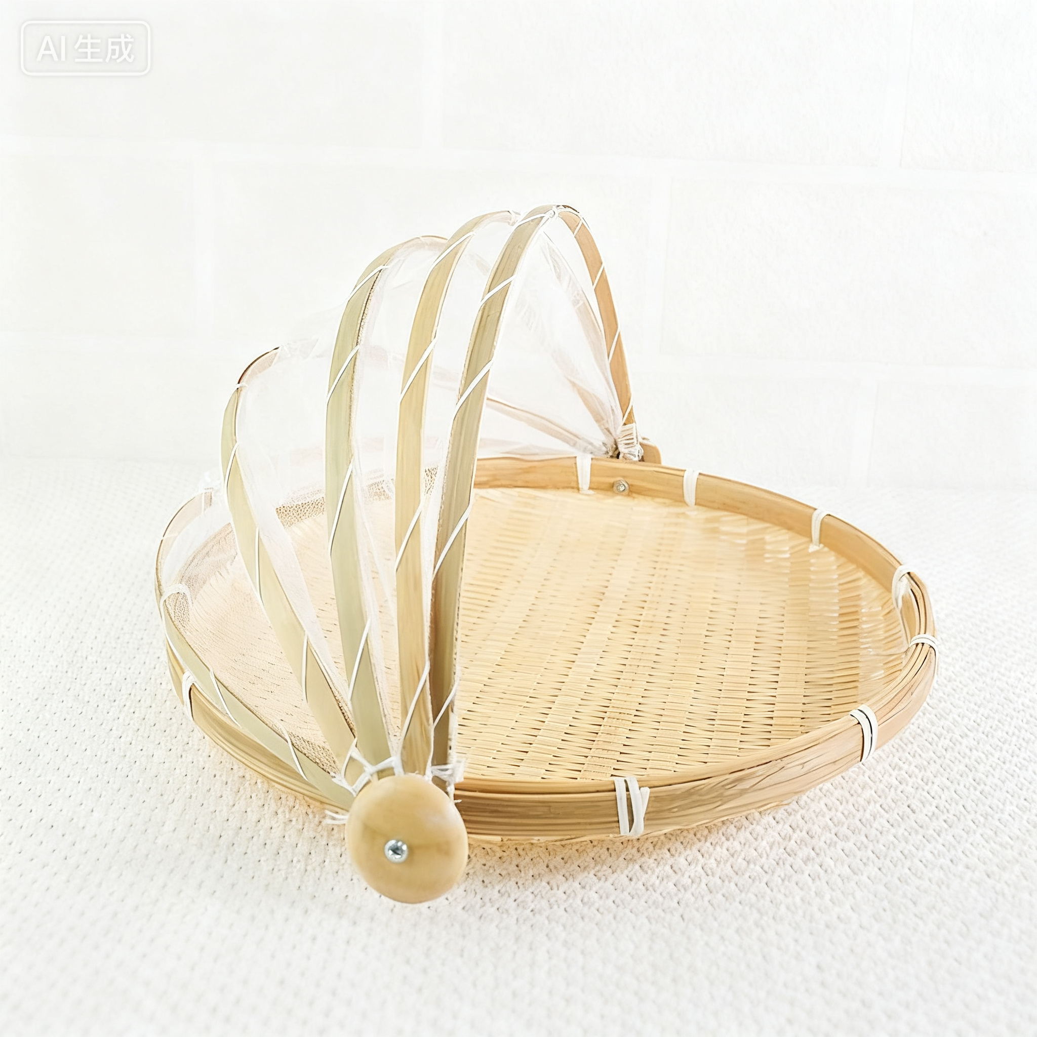 竹编晾晒篮家用馒头圆簸箕