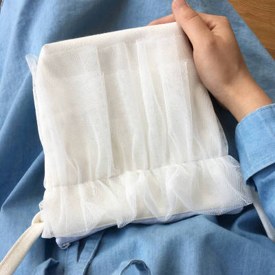 ImHere原创手作新款简约仙女lolita软妹森系网纱帆布斜跨手机小包