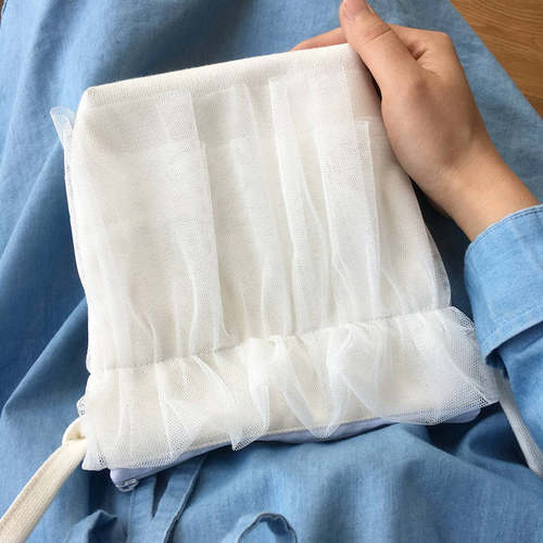 ImHere原创手作新款简约仙女lolita软妹森系网纱帆布斜跨手机小包