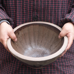 潮汕擂钵家用海丰牙钵擂咸茶工具陶瓷捣碎罐研磨器老式 客家擂茶钵