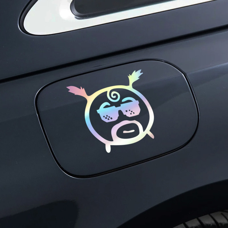 汽车阿呆卡通油箱盖车贴改装电动车网红可爱镭射个性装饰反光贴纸