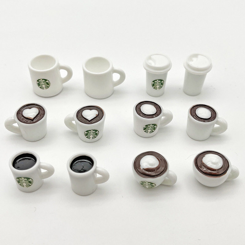 迷你咖啡杯下午茶白色仿真马克杯小杯子娃娃屋奶油胶饰品树脂配件