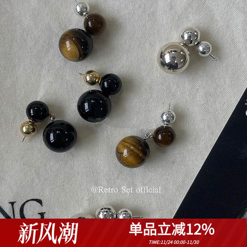 Sophie法式女天然石头简约耳环