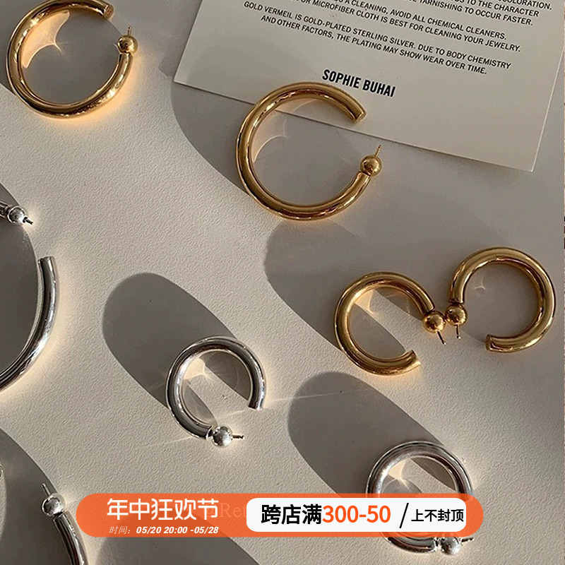 定制Sophie buhai经典圆圈耳钉925纯银镀金女高级感气质耳环简约 饰品/流行首饰/时尚饰品新 耳环 原图主图