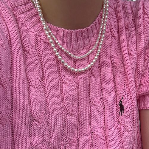 复古纯银珍珠女博主同款锁骨链