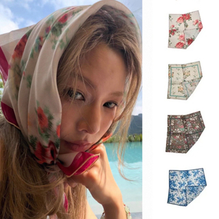 yigenana同款Tapis Noir丹麦花卉经典复古油画印花丝巾法式方巾