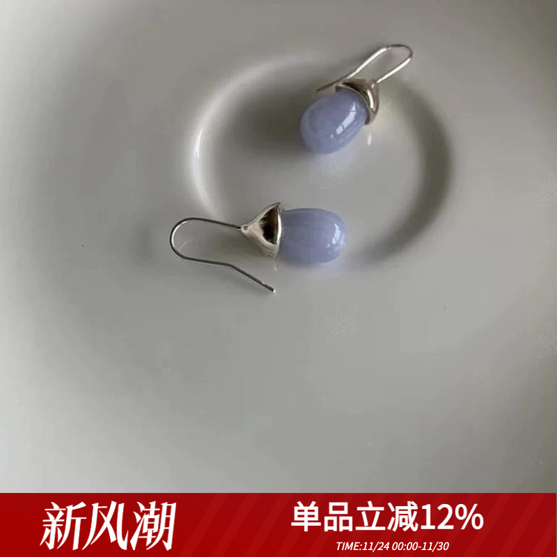 astre复古纯银女珍珠简约耳环