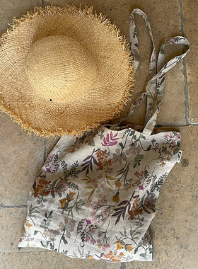 「植物系」100%亚麻单肩通勤文艺休闲帆布包女大容量简约购物袋