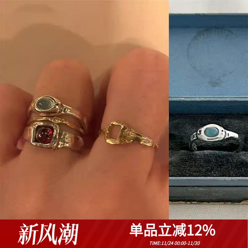 mars25小众复古纯银蓝玉髓戒指