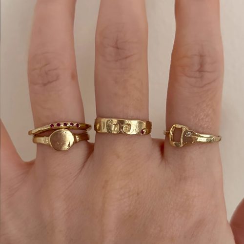 mars25小众设计粉钻金色波浪戒指