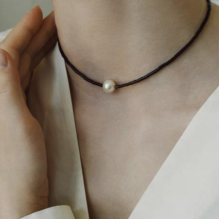 女玛瑙珍珠复古设计感锁骨链