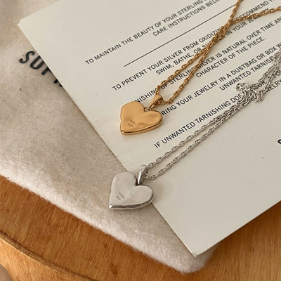 定制ten日系简约百搭叠戴心型小众手工爱心925银项链锁骨链女