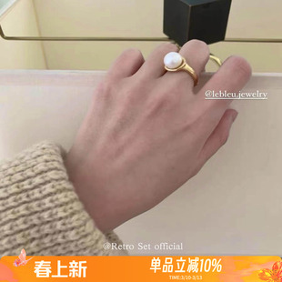 吴主任韩代lebleu同款定制925纯银镀金复古珍珠戒指气质小众百搭