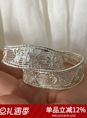 法式新中式栀子纤维925银手镯