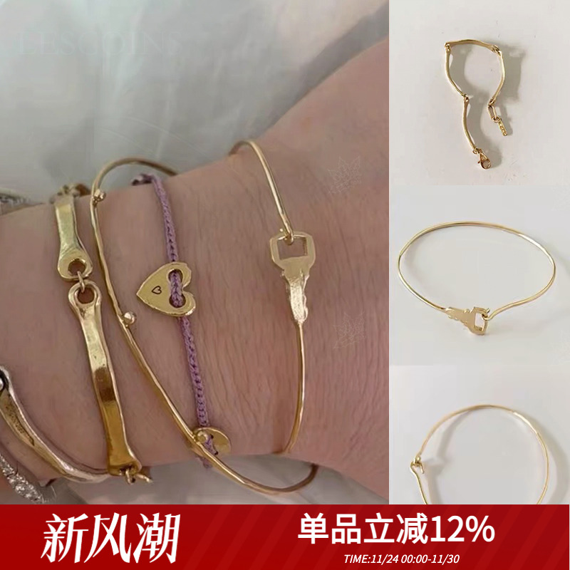 mars25小众设计钥匙纯银镀金手镯