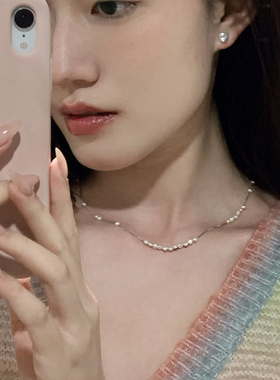 天然淡水巴洛克珍珠925银项链