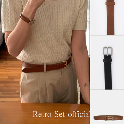 LEROBE女日韩牛皮铜复古百搭腰带